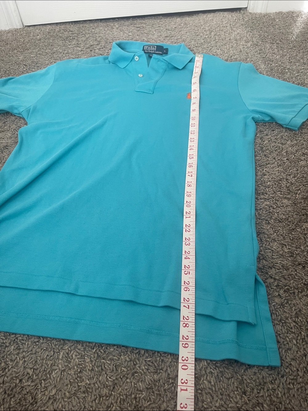Men’s Ralph Lauren Men's Turquoise Polo with Orange Pony - Picture 4 of 8
